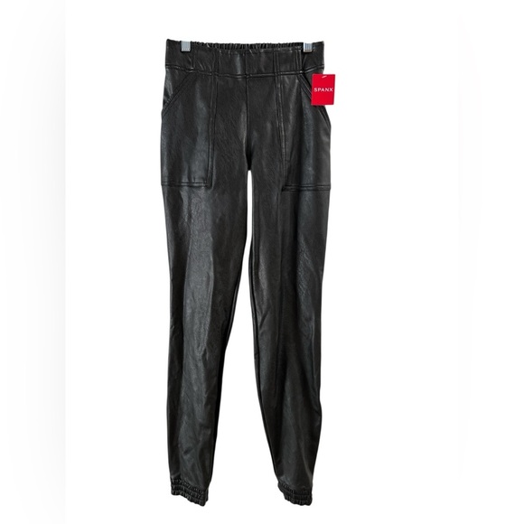 Spanx vegan black leather jogger pants - Picture 1 of 4